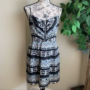 Marc New York Strappy Printed Zip Front Dress Blue Sz 8